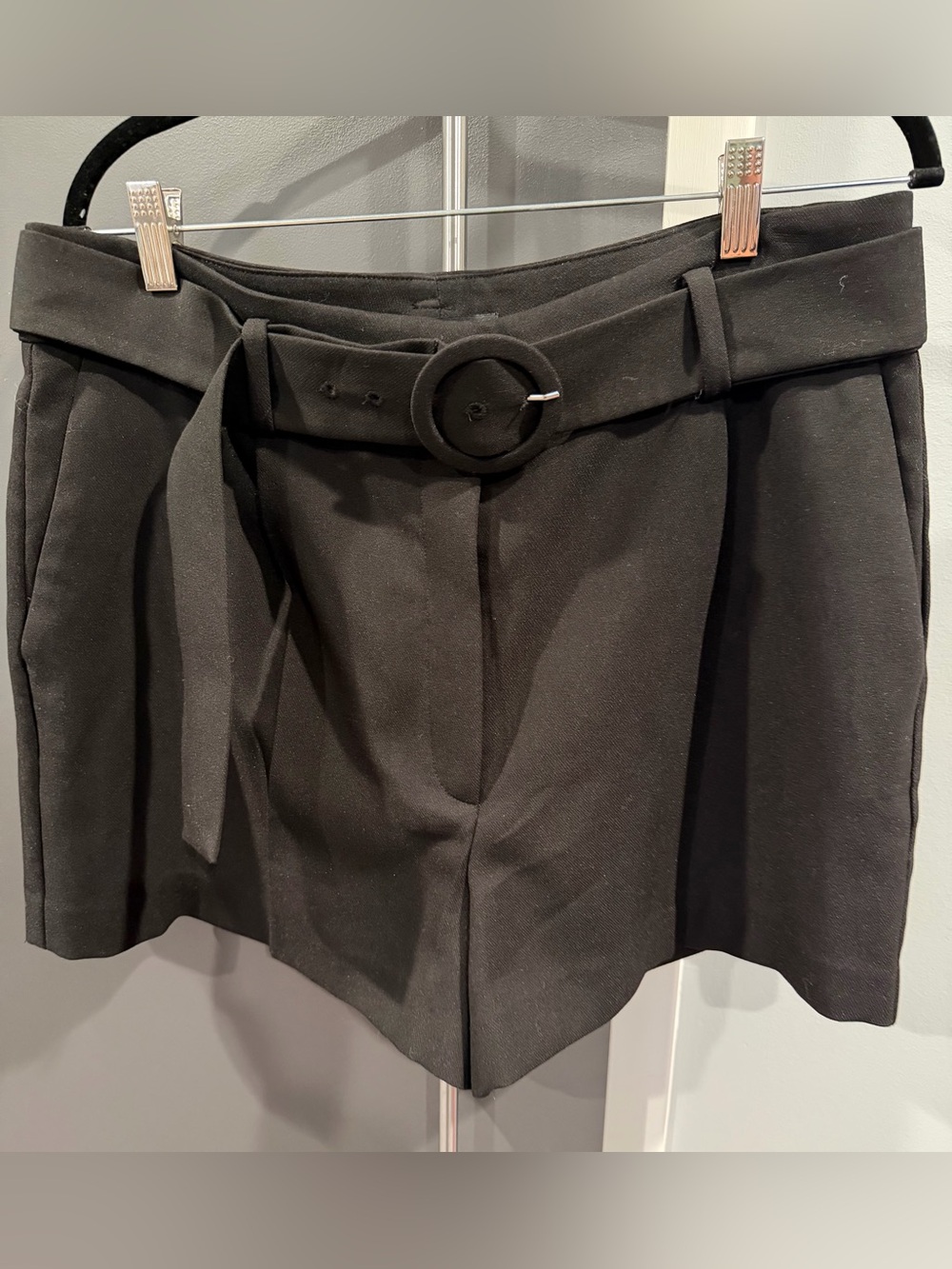 Mango Black Belted Tailored Shorts | High Waist Dress Shorts | Size XL | NWOT